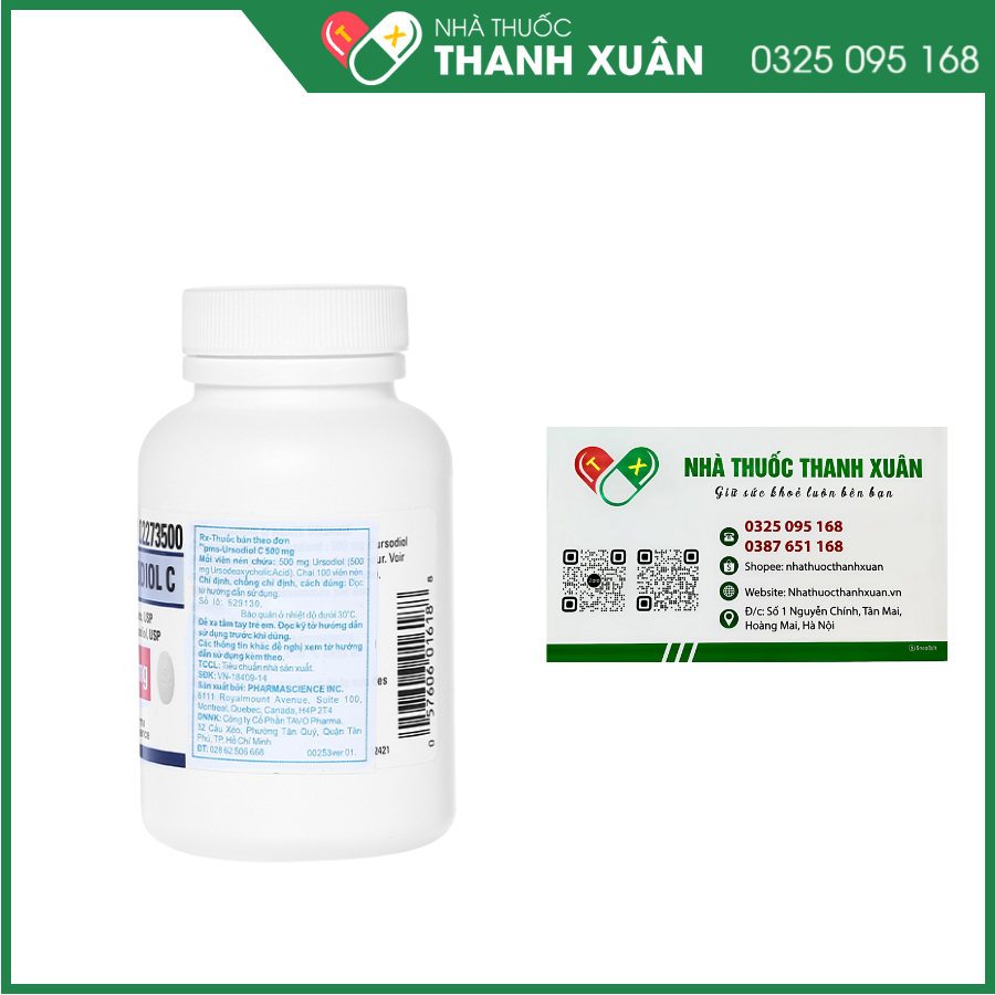 Pms-Ursodiol C 500 điều trị viêm gan ứ mật nguyên phát, tan sỏi mật